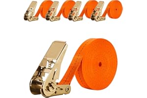 JOZMMZEOOA 4 Pièces Sangle Arrimage 5M*2.5CM Sangle a Cliquet Sangle de Serrage,Sangles D'arrimage Arrimage Coulissantes a Cliquet Automatique,pour Charge de Voiture ou du Transporter Sangle Camion