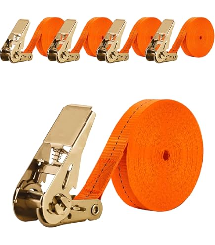 KIMIGO Spanbanden Set 5 Stuks - 6 Meter, Ratel, 25 Mm Breed, Zwart (Voor Auto, Fiets, Camping)
