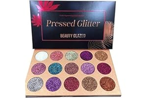 ‎BEAUTY SEARCHER Lidschatten Palette Shimmer Glitter Gepresste Make-up Palette Pigment Langlebiger Diamant Glänzend Lose Pulver Lidschatten Palette Kosmetische Schatten (15 Farbe)