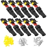URAQT 10 Kits 2 Pin Waterproof Electrical Connector Plug, Waterproof Electrical Connector Plug Kit, with Silicone Rubber Insu
