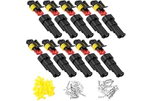 URAQT 10 Kits Enchufe de Conector Eléctrico a Prueba de Agua de 2 Pines, Kit de Enchufe de Conector Eléctrico a Prueba de Agua, con Conector Sellado y Aislado de Caucho de Silicona