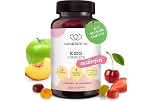 ‎WOWTAMINS wowtamins® KIDS Complete zuckerfrei – Vitamin Gummibärchen für Kinder – Multivitamin Gummies mit Omega 3 – Für das Immunsystem Deiner Liebsten mit Vitamin C, D3, B12, Zink & mehr