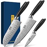 HOSHANHO 3 Piece Kitchen Knife Set, Chef Knife Set | 3 Piece Professional Ultra Sharp High Carbon Steel Powder Knife Set with