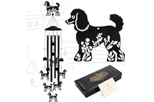 ‎NEWOFVIEW Newofview Pudel Windspiel für Draußen, Metall Windspiel für Gartendeko, 34.65'' Pudel Geschenk für Frauen und Männer,Hundeliebhaber,Weihnachts und Geburtstagsgeschenk für Balkon Terrasse