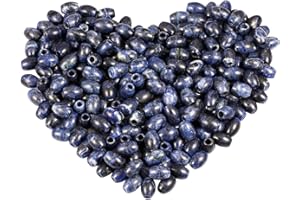 KYEYGWO Sodalite Large Hole Polished Gemstone Beads for Bracelets, Oval Loose Charms European Bead for Jewelry Making, Pack of 20