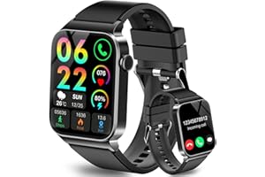 STECEI Montre connectée Homme, écran Tactile HD 1,85", Plus de 110 Modes Sport, Compatible iOS et Android, Noir