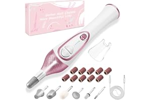 CIICII Kit de Manicura y Pedicura, Torno para Uñas Eléctrico 20000RPM Inalámbrico Limas de Uñas con Luz LED (Portátil 4 Velocidades con Batería Recargable) Herramientas de pie y Uñas
