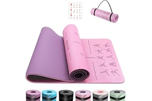 OUTDOUSE Tapis de Yoga,Tapis de Sport, Antidérapant,pour la Gymnastique,Pilates,Yoga,Maison,Voyage,Tapis de Gymnastique avec sangles de rangement,183x61x0.6cm