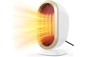 TIPTOP HOME Termoventilatore Elettrico, 1200W Stufetta Elettrica Basso Consumo con 2 Livelli di Temperatura, Ptc Ceramico Termoventilatore da Bagno per l'ufficio con Protezione contro il Ribaltamento, Bianco