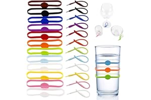 Lostwry 24pcs Silikon Glasmarkierer, Glasmarker Glas Markierung Weinglas Marker Wiederverwendbare Glas Identifikations Getränke Markierungen Weinglasmarkierer für Bar Party Dekorationen