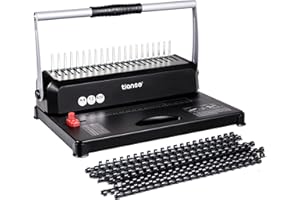 TIANSE Binding Machine, 21-Hole, 450 Sheet, Spiral Binding Machine with Starter Kit 100 PCS 3/8'' Comb Binding Spines, Comb Binding Machine Perfect for Daily Office Documents