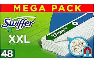 Swiffer Panni Di Ricambio Per Scopa 48 Pezzi, Per Catturare E Intrappolare 3 Volte Più Polvere, Sporco E Peli Di Una Scopa Tradizionale