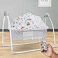 R for Rabbit Lullabies Plus Electric Cradle with Automatic Swing, Remote Control, Bluetooth, Smart Timer, Mosquito Net & Mattress, Soothing Music for Baby Age 0-2 Years (Grey)