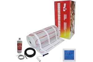 Nassboards Premium Pro - Kit de Calefacción Eléctrica Por Suelo Radiante Caja Roja de 150 W por 24m² Termostato Táctil Blanco