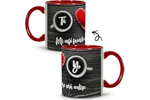 LOLAPIX Taza de San Valentín para Parejas. Regalos Para Tu Novio. Detalles Especiales Para Enamorar. Tazas Amor. Regalo Original Para Parejas. Regalos Románticos y Creativos. Taza Corazón. Pack Regalo Mujer.