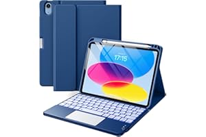 Vobafe Tastiera iPad 10 Generazione 10.9" 2022, Cover con Tastiera Rimovibile iPad A16 11 Pollici 2025 con Trackpad, Italiano QWERTY con 7 Colori Illuminato, Custodia con Portapenna, Blu Marina