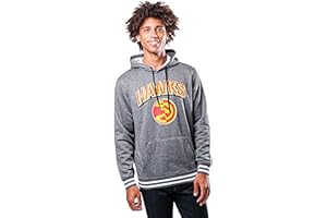 ULTRA GAME NBA Atlanta Hawks Men's Fleece Hoodie Pullover Sweatshirt Rib Stripe, Large, Charcoal