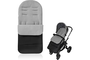 BAYINBROOK 3 in 1 Baby Stroller Sleeping Bag Annex Mat Footmuff Cover Stroller Bunting Bag Waterproof Windproof Cold-Proof Detachable,Universal Baby Stroller Buggy Padded Footmuff (Gray)