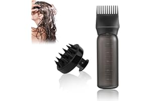 WPPQWP Haaröl Applikator, Wurzelkamm Hair Oil Applicator, Haarmassagebürsten (Schwarz, schwarz)