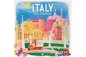 Legami Kalendarz ścienny na rok 2026, Italy, 12 miesięcy i planer roczny w języku angielskim, miejsce na notatki, znaki zodiaku, święta międzynarodowe, 18 x 18 cm