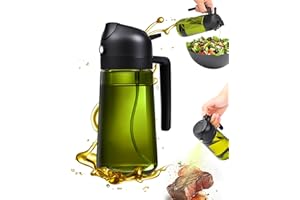 MRUN BONE 2 in 1 Ölsprüher für Speiseöl, UV-Schutz Sprühflasche Öl, 470ML Cooking Oil Sprayer, Ölsprühgerät für Heißluftfritteuse mit Bürste, Sprühöl, Zum Kochen,Grillen,Küche, Heißluftfritteuse,Backen,Salat