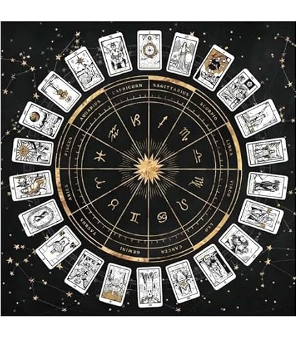 Tapis De Tarot En Velours - 75x75 Cm - Nappe D'autel Pour Cartomancie, Pendule, Voyance - Design Mystique