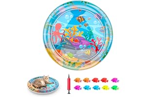 Tyasoleil Cat Water Upstream Lotus, Jouet interactif de Chat pour Chats intérieurs, Tapis d'eau de Chat mis à Niveau, Tapis de Jeu sensoriel Anti-Rayures d'eau épaissi de 1 mm avec Poisson (B)