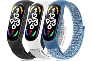 YLK 3 Pezzi Cinturini per Xiaomi Mi Band 7/Mi Band 6/Mi Band 5/Amazfit Band 5, Cinturino in Nylon Sportivo per Xiaomi Mi Band 5/Mi Band 6/Mi Band 7/Amazfit Band 5 (CPack)