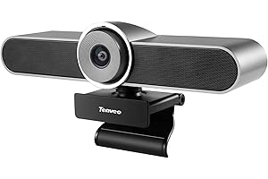 Tenveo Webcam Conferenza con microfono e altoparlante, telecamera da conferenza HD 1080p con grandangolo a 124 gradi per videoconferenze Skype/Zoom e streaming live YouTube/Twitch/OBS
