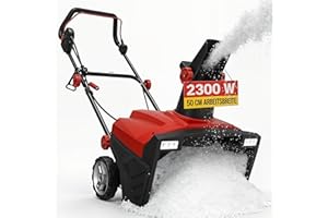 ONBEST Elektro Schneefräse – leistungsstarker 2300 Watt Elektro Motor – 50 cm Arbeitsbreite – LED-Scheinwerfer – 25 cm Arbeitshöhe – 9 m Auswurfweite – Kabelzugentlastung – Electric Snow Blower