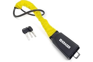 KRASER KR882Y Steering Wheel Lock Seat Belt Anti-theft Device, More Visible Flexible Steel Cable Loop Hitch, Universal Inmovilitzer Anti Theft Lock Device for Vehicle Car, Truck, Van, Motorhome Camper