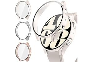[3 Stück] Neitra Schutzhülle für Samsung Galaxy Watch 6 2023 40mm mit Glass Displayschutzfolie, Harte PC Hoch Empfindlichkeit Voller Körper Kratzfest Gehäuse Cover für Galaxy Watch6