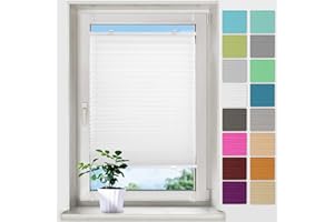 ‎BOBODECO bobodeco Plissee ohne Bohren Plissees Klemmfix - Weiß 80 x 130 cm (BxH) - Easyfix Plisseerollo Jalousie Faltrollo Blickdicht - Sichtschutz - Sonnenschutz Fertifplissee - Rollos für Fenster und Tür