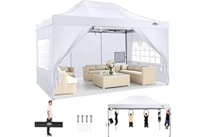 COBIZI Tonnelle Pliante 3x4.5 avec 4 Panneaux Latéraux, étanche, Stable, Pliable, Extérieur, Protection UV 50+, Blanc