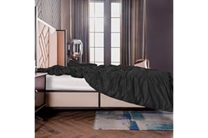 ‎THXSILK THXSILK Seide Bettbezug, Seide Tröster Cover, Seidenbettwäsche, 100% 19 Momme Bestnote Maulbeerseide Bettwäsche - Schwarz 135 x 200cm