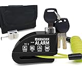 KRASER 6Y Antifurto Moto Allarme Lucchetto Bloccadisco Certificazione, Reminder Cavetto + Borsa Trasporto, Blocco Disco Avvis