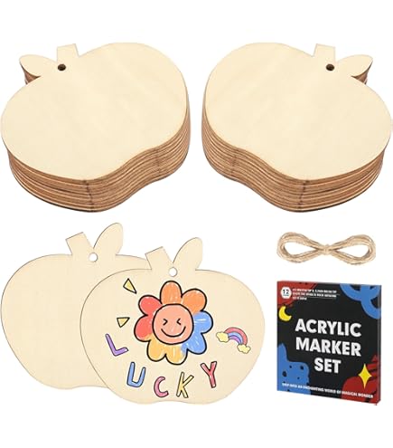 DIY Holz Obst Bastelset 6-teilig - Unbemalt Zum Bemalen & Dekorieren