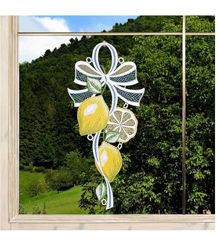 Fensterbild 'Butterfly' Aus Vogtländischer Spitze – Zarte Fensterdekoration, 28 X 15 Cm