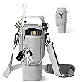 dabria Water Bottle Carrier Bag with Phone Pocket for Stanley 40/30 oz Tumbler Neoprene Water Bottle Holder Pouch with Adjustable Strap Bollus with Straw Cover & Carabiner for Stanley Cup Accessories