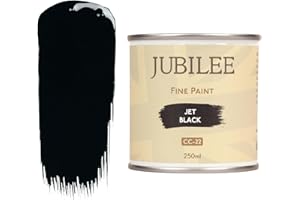 Guild Lane Jubilee Furniture Paint - Jet Black 250ml - Multi-Surface Paint for Wood, Metal, Glass & More - Durable, Water-Based, Soft Sheen Finish - No Primer or Wax Needed