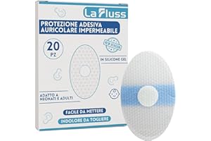 La Fluss Adesivi protettivi in silicone impermeabili per le orecchie, cerotti per orecchie, usa e getta, per neonati e adulti, sicuri per nuoto, doccia, bagno e attività acquatiche