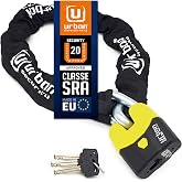 URBAN U8K120 Motorcycle Chain Lock Anti-Theft Sra Approved High Security, Hardened Steel &oslash;15, Double Lock, Anti-Drill Lock 12