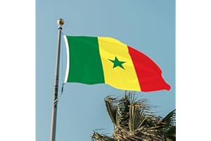 HPMAISON Drapeau Sénégal -Drapeau Sénégalais150x90 cm/5x3 ft Parade Décoration Fête Célébration Coupe du Monde Double Couture Drapeaux Décoratifs Couleurs Vives Pas de Décoloration