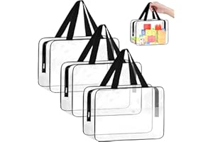 JABNOW 3 Borse di stoccaggio trasparenti in PVC con scomparti e maniglie - Ideali per giocattoli, viaggi, casa e ufficio - Grande capacità, resistente e facile da pulire