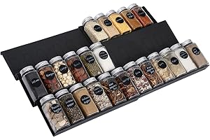 Famhap Rangement epices tiroir 6PCS,Organisateur Porte épices pour extensible de 29,5 cm à 59 cm,insert etagere epices cuisine texture mate,Avec bosses antidérapantes