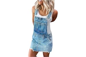 AMhomely Women Dress Sale Clearance Ladies Denim Jeans Suspender Skirt Pinafore Slim Mini Short Dress Kaftan Party Elegant UK Size