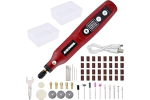 KKMOL Bezprzewodowe narzędzie obrotowe – elektryczna mini wiertarka z 5 zmiennymi prędkościami i 61 akcesoriami, zestaw szlifierski do polerowania, rzeźbienia, cięcia, czyszczenia, ostrzenia, zestaw