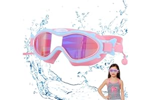 Heartsking Masque Lunettes de Plongée Enfant, Lunettes de Natation Enfant 3 4 5 6 7 8 9 10 Ans, Lunettes de Natation Plongée Galvanisées Symphony Anti-UV, Anti-Buée Bouchons d'oreilles Monobloc