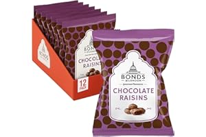 Bonds of London Chocolate Raisin Bags, Traditional & Retro Milk Chocolate Coated Sweets, 75 g (Pack of 12)