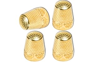 ZESION Fingerhüte, Metall-Fingerhüte, Fingerhüte, Fingerschutz, Quilten, Bastelzubehör für Stricken, Handarbeiten, DIY-Werkzeuge, Gold, 4 Stück